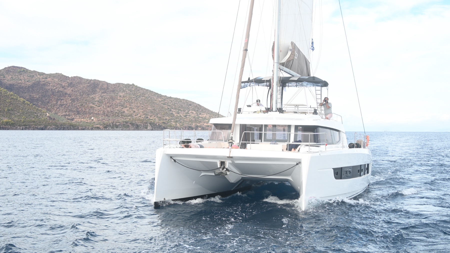 A Drake trip catamaran under sail in Greece